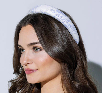 Chinoiserie Padded Headband Blue *