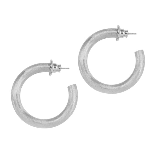 Laurence Hoop Earrings - Rhodium