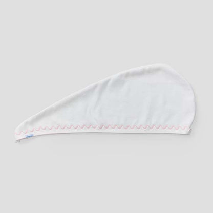 Hair Towel | Pink Embroidered Wave