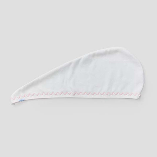 Hair Towel | Pink Embroidered Wave