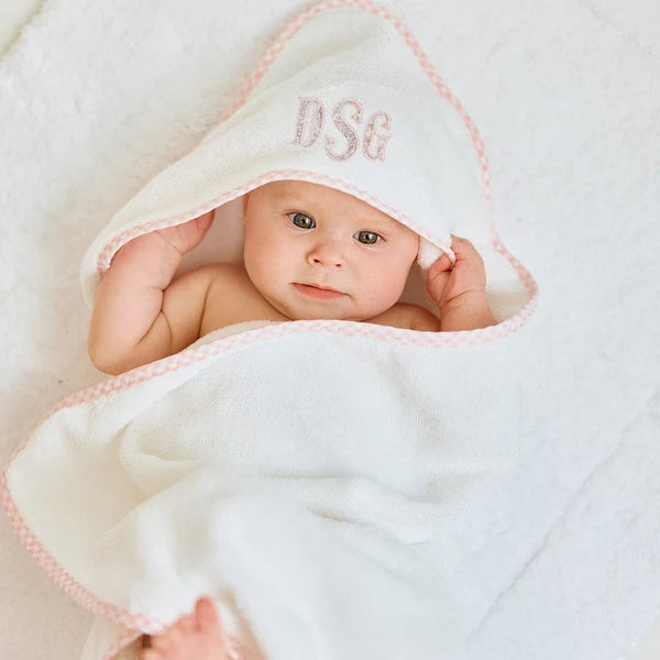 Gingham Hooded Baby Towel | Pink