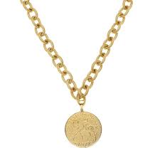 Queen Elizabeth & Horse Gold Chain Necklace