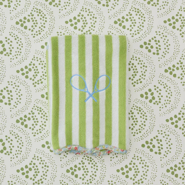 Lawn Striped Scalloped Tennis Towel | Rackets