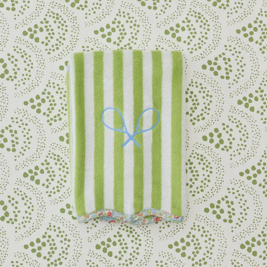 Lawn Striped Scalloped Tennis Towel | Rackets