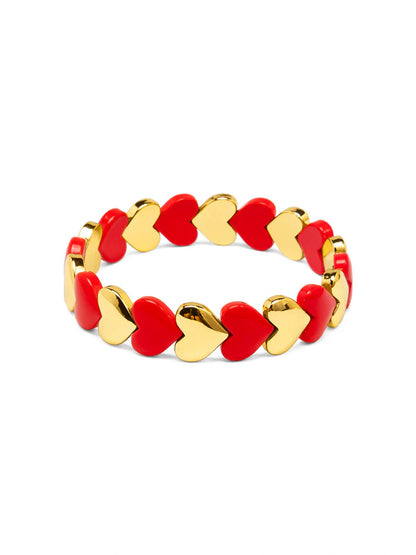 Enamel Heart Stack Stretch Bracelet