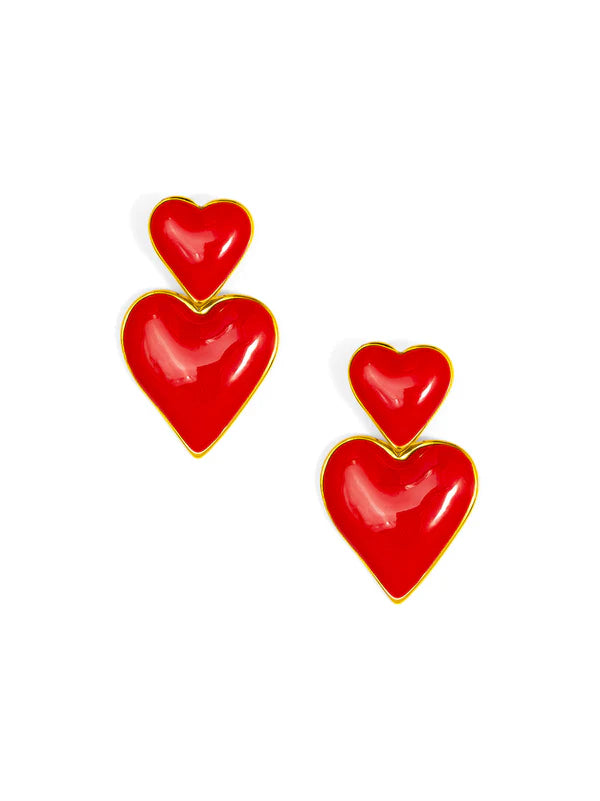 Enamel Stack Heart Drop Earring