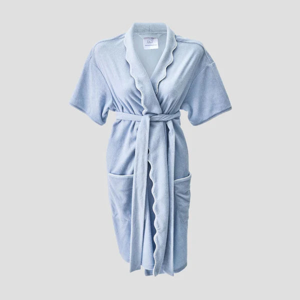 Scalloped Short Lightweight Robe | Robin's Egg Blue