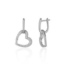 Classic Crystal Heart Link Drop Earring