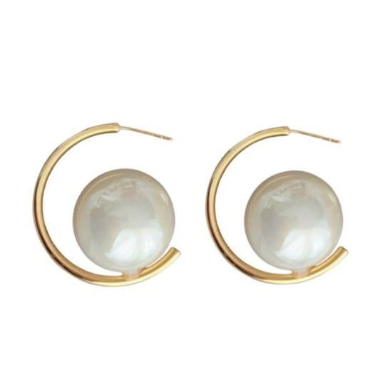 Teggy Pearl Hoop Earrings