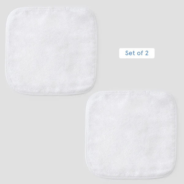 Weezie Solid Baby Washcloths | White - Set of 2