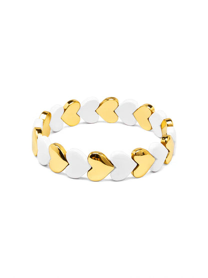 Enamel Heart Stack Stretch Bracelet