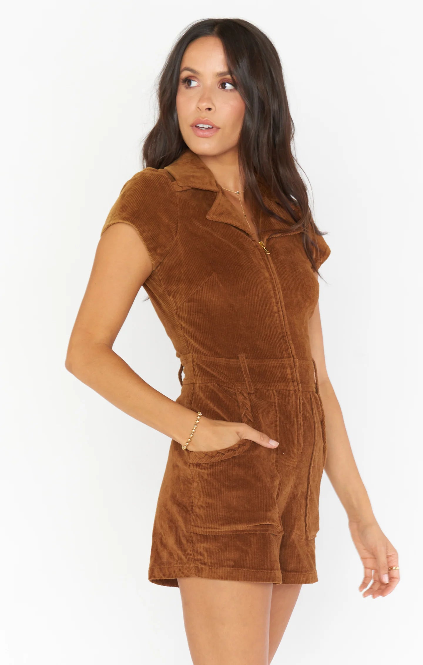 Outlaw Romper Saddle Brown Corduroy *